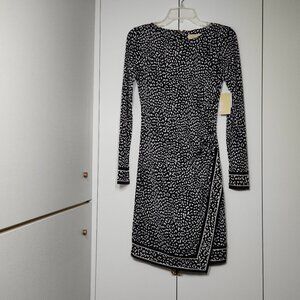 Michael Kors Ped Wrap Dress Women's Size XS Black & White